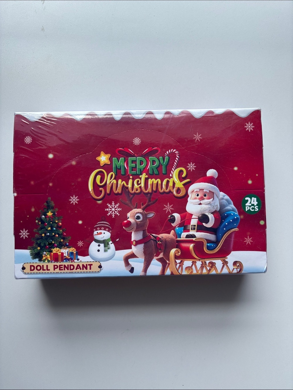 Merry Christmas Mystery Doll Pendant Box — Red Holiday Packaging